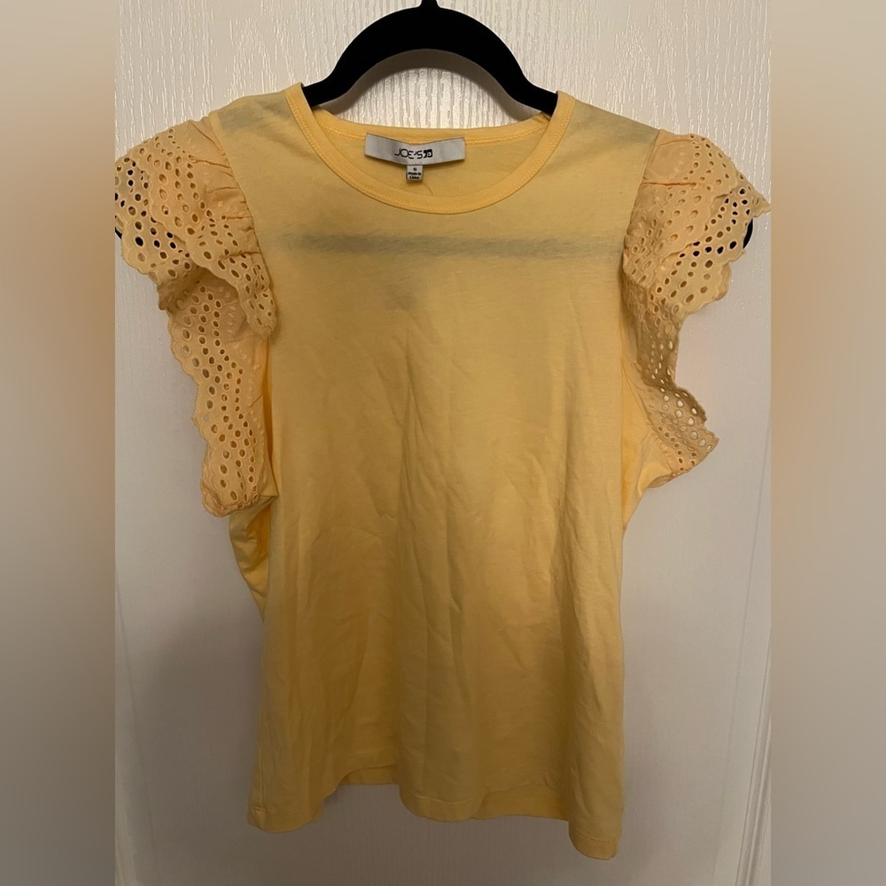 Joe’s Jeans Yellow eyelet flutter Sleeve Women's Top